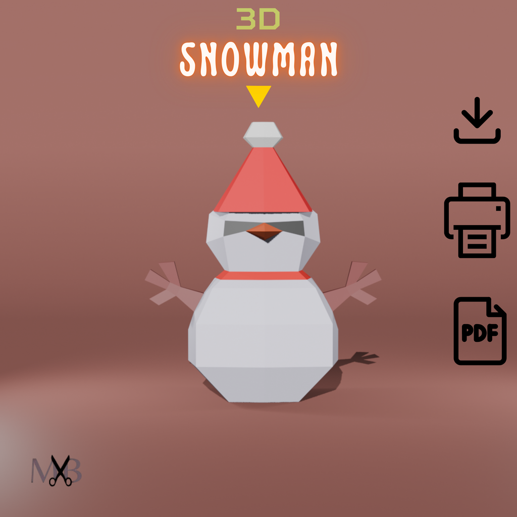 Snowman 3D Papercraft – Digital Download Bring joy and creativity to your kids’ winter days!